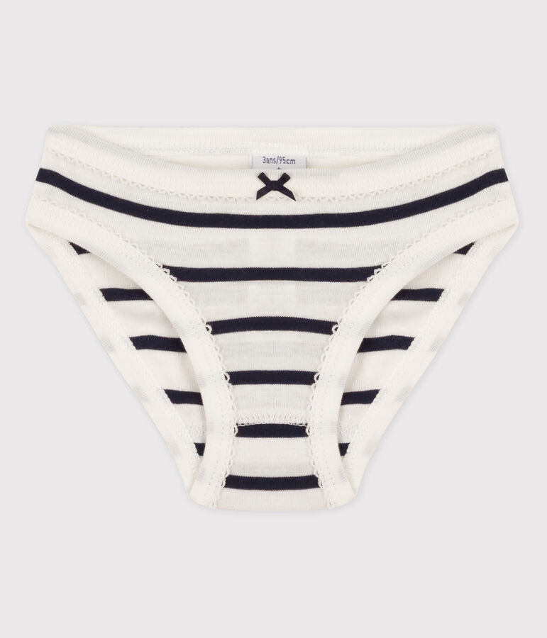 Baumwoll-Slips f&uuml;r M&auml;dchen weiss MARSHMALLOW/blau SMOKING