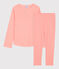 Kinderpyjama aus Baumwolle mit Milleraies-Streifen für Mädchen rosa PEACHY/weiss MARSHMALLOW