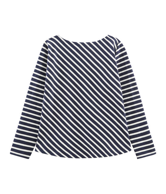 Grafisches Streifenshirt für Damen blau SMOKING/beige COQUILLE