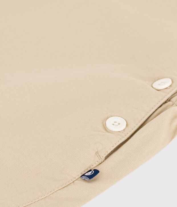 Kurzbeinige Baby-Latzhose aus einfarbigem Twill beige