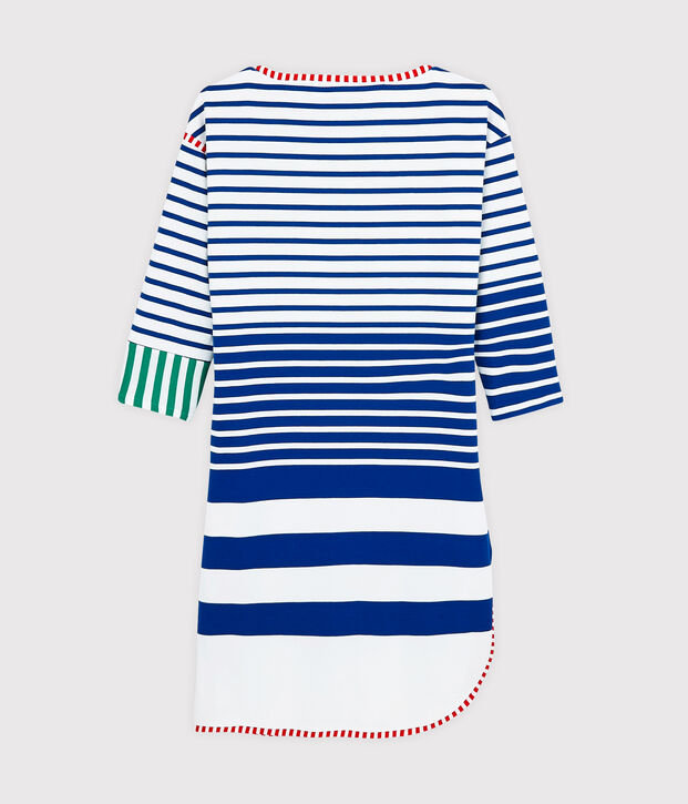 Kleid in einer Hy&egrave;res-Neuauflage f&uuml;r Damen weiss/blau