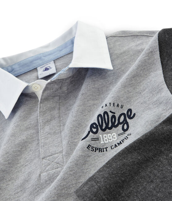 Rugby-Poloshirt für Jungen grau SUBWAY/schwarz CITY