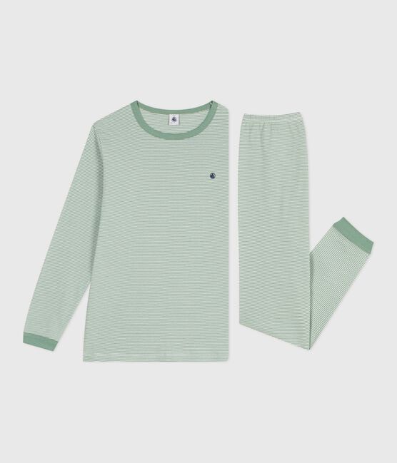 Kinder-Pyjama aus Baumwolle mit Streifen SAULE/ MARSHMALLOW