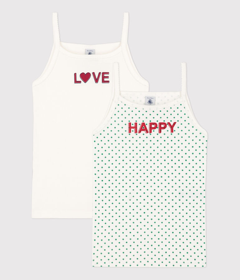 2er-Set Spaghetti-Tops aus Baumwolle f&uuml;r M&auml;dchen variante 1