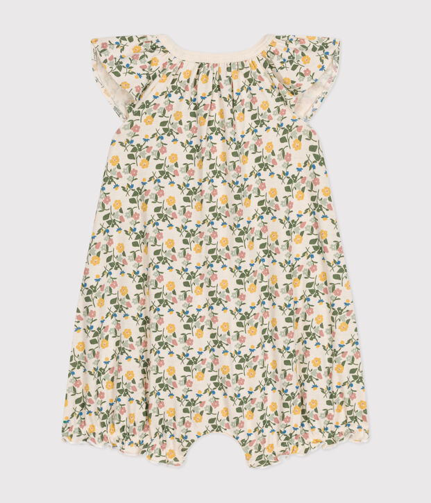 Kurzer Baby-Overall aus Baumwolle mit Blumenmotiv naturfarben/vielfarbig