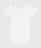 Baby-Body mit besticktem Kragen aus einfarbiger Baumwolle weiss MARSHMALLOW