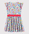 Kurzärmeliges Kinder-Kleid aus Popeline für Mädchen weiss MARSHMALLOW/weiss MULTICO