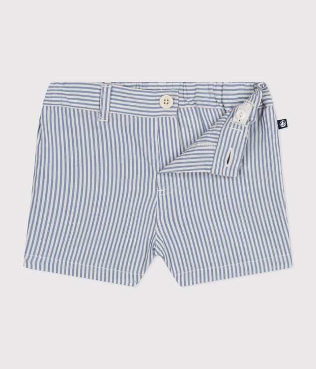 Baby-Shorts aus Seersucker blau/weiss