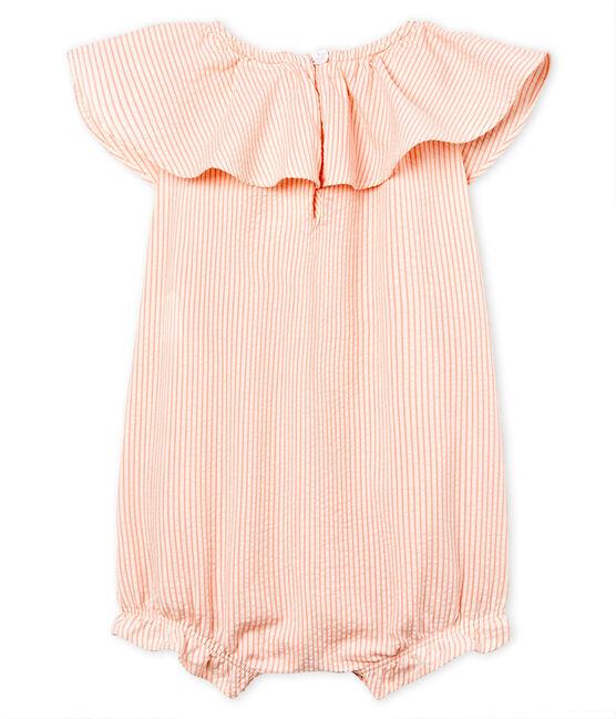Gestreifter baby-kurzoverall mädchen weiss MARSHMALLOW/rosa ROSAKO