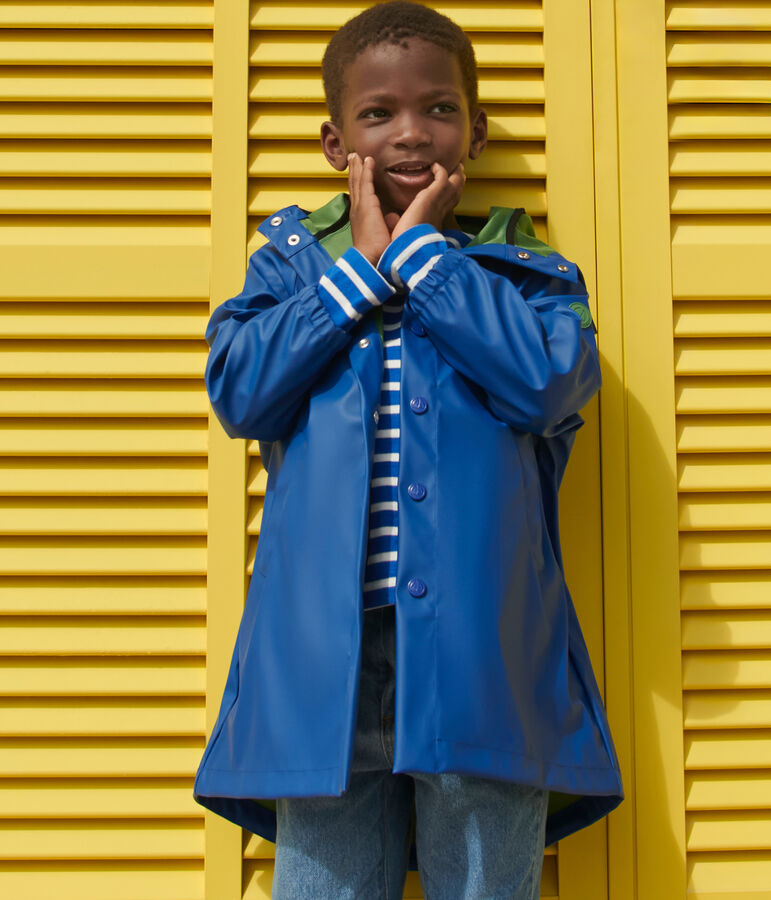 Kinder-Regenjacke mit zwei Farben blau/gr&uuml;n