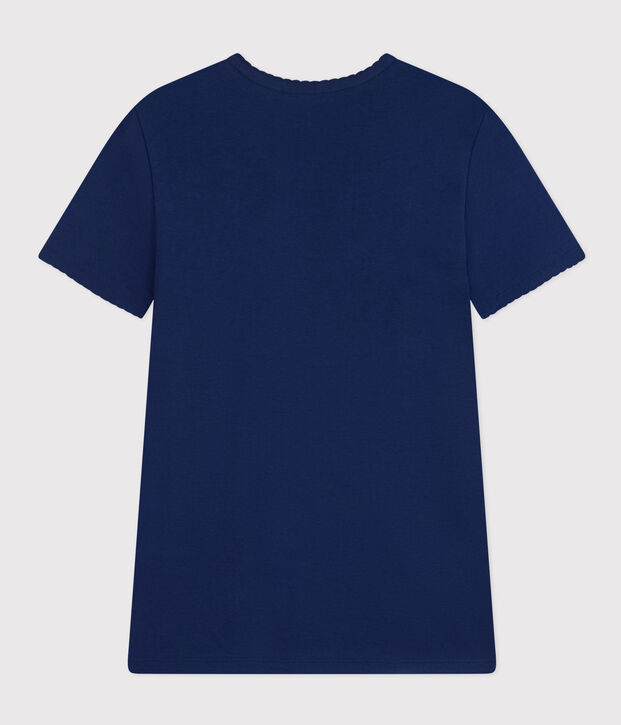 Damen-T-Shirt L&rsquo;ICONIQUE aus Baumwolle mit M&auml;usez&auml;hnchen blau