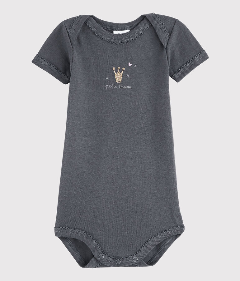 Kurz&auml;rmeliger Baby-Body M&auml;dchen grau