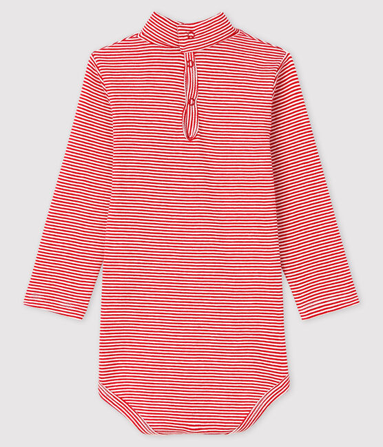 Langärmeliger Baby-Body mit Rollkragen rot TERKUIT/weiss MARSHMALLOW