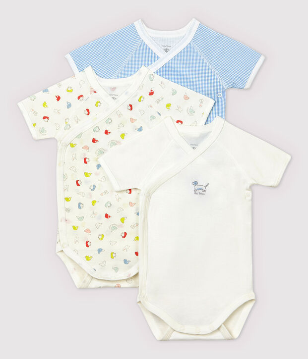 3er-Set kurz&auml;rmelige Baby-Bodys aus Bio-Baumwolle im Kimono-Schnitt vielfarbig
