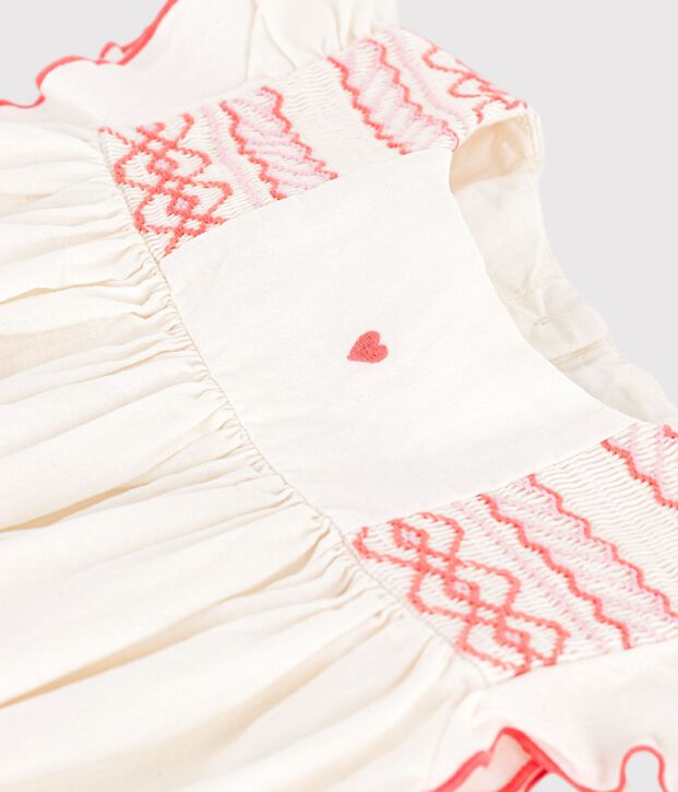 Kurz&auml;rmeliges Kinder-Kleid aus Baumwolle weiss