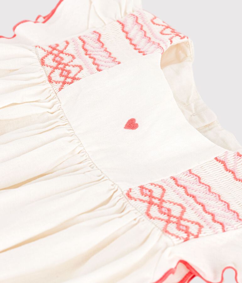 Kurz&auml;rmeliges Kinder-Kleid aus Baumwolle weiss