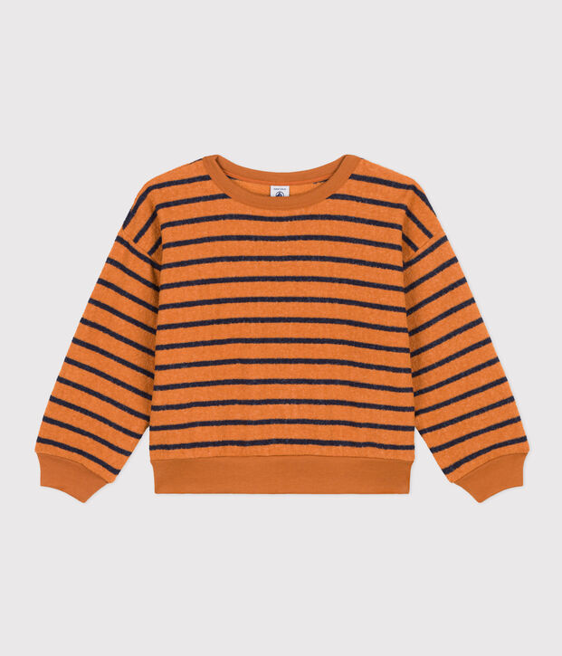 Kinder-Sweatshirt aus Frottee braun/blau