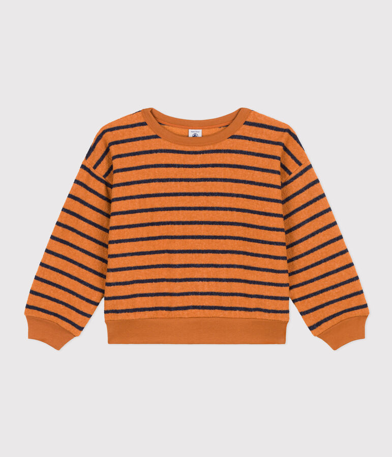 Kinder-Sweatshirt aus Frottee braun/blau