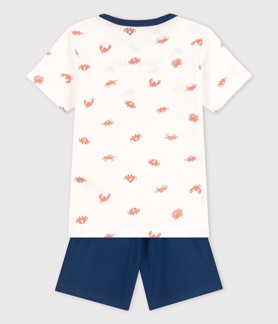 Kinder-Kurzpyjama aus Baumwolle mit Krabbenmotiv für Jungen weiss MARSHMALLOW/weiss MULTICO