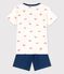 Kinder-Kurzpyjama aus Baumwolle mit Krabbenmotiv für Jungen weiss MARSHMALLOW/weiss MULTICO