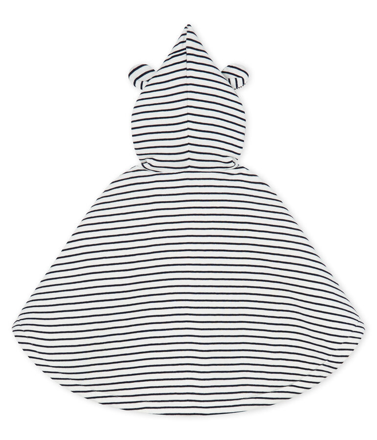 Emblematisches Baby-Cape aus wattiertem Rippstrick weiss MARSHMALLOW/blau SMOKING