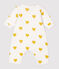 Langer Baby-Overall aus Bio-Baumwolle mit gelben Herzen für Mädchen weiss MARSHMALLOW/gelb OCRE