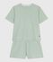 Damen-Kurzpyjama aus Baumwolle mit Streifen SAULE/ MARSHMALLOW