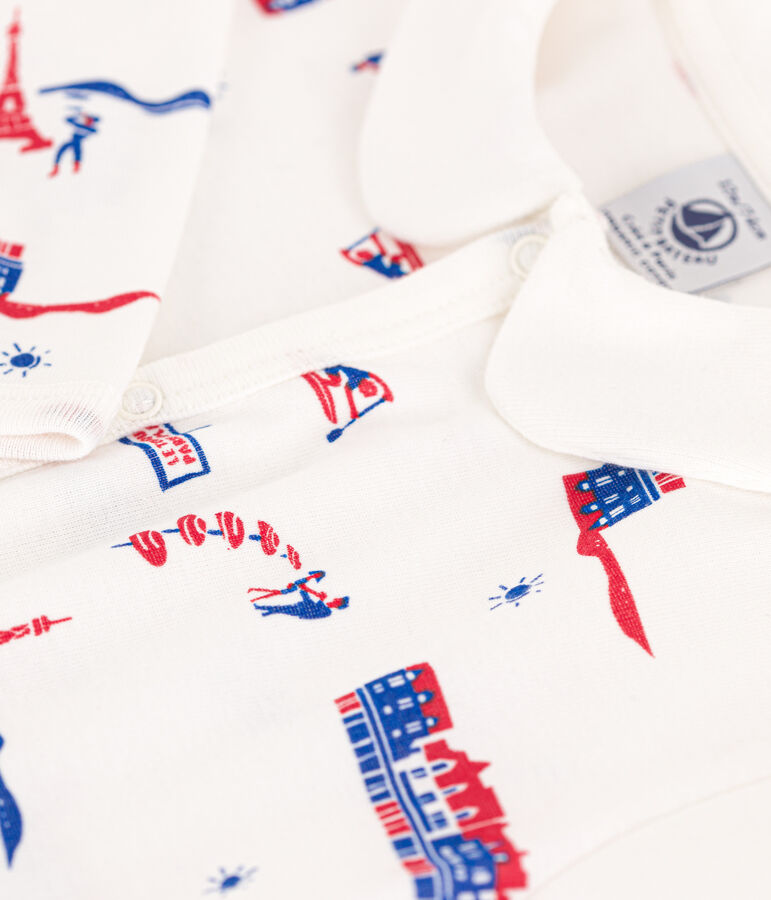 Fu&szlig;loser Strampler Paris aus Baumwolle weiss/vielfarbig