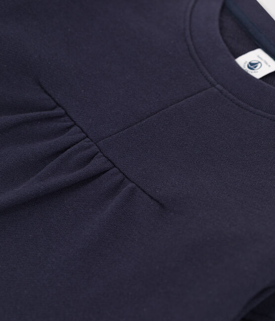 Langärmeliges Kinderkleid aus Molton für Mädchen blau MEDIEVAL