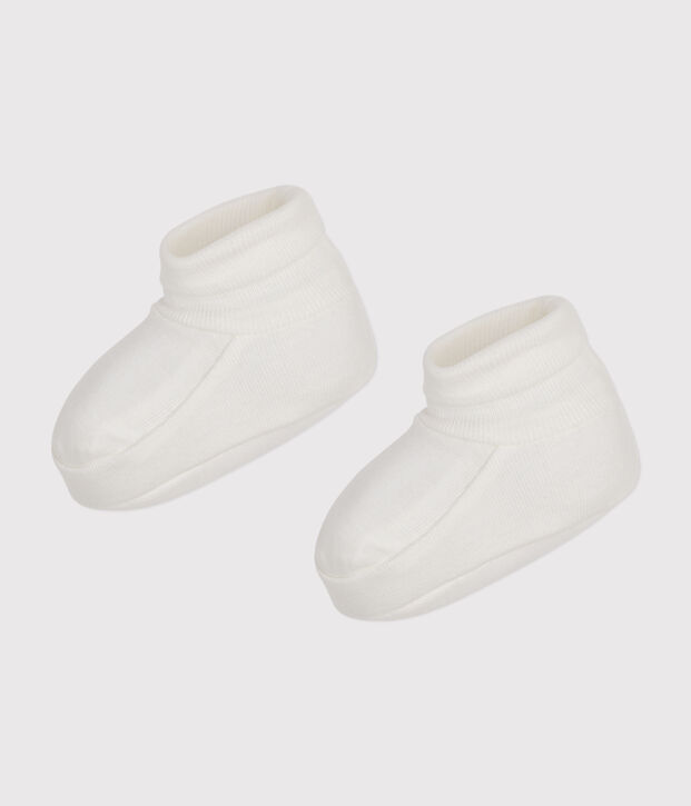 Baby-Schuhe f&uuml;r Neugeborene aus Baumwolle weiss