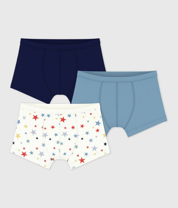 Set Kinder-Boxershorts mit &uuml;berzogenem Bund aus Baumwolle und Sternmotiv vielfarbig