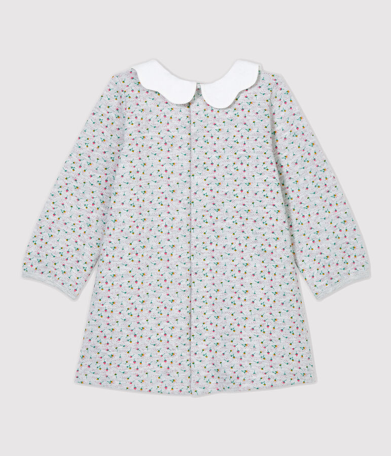 Baby-Kleid aus Molton f&uuml;r M&auml;dchen grau BELUGA/weiss MULTICO