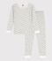 Kinderpyjama aus Baumwolle in eng geschnittener Passform für Mädchen weiss MARSHMALLOW/weiss MULTICO
