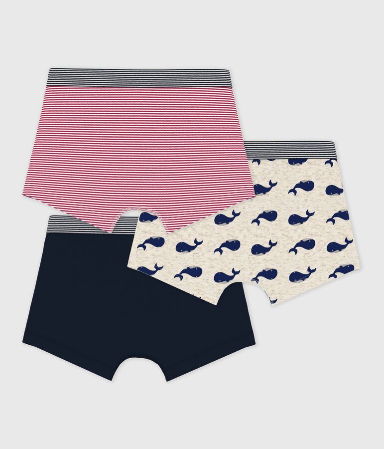 3er-Set Kinder-Boxershorts aus Baumwolle mit Wal-Motiv vielfarbig