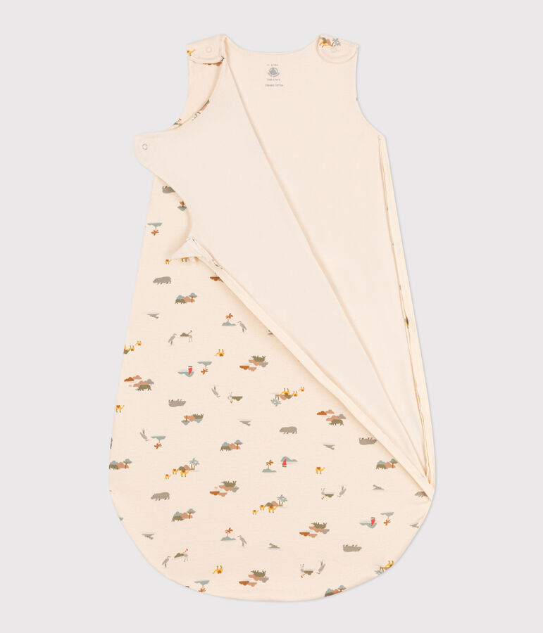 Leichter Baby-Schlafsack aus Baumwolle TOG 0.8 naturfarben/vielfarbig