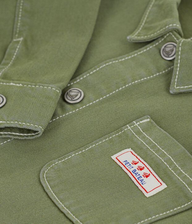 Kinder-Jacke aus einfarbiger Baumwolle OLIVINE
