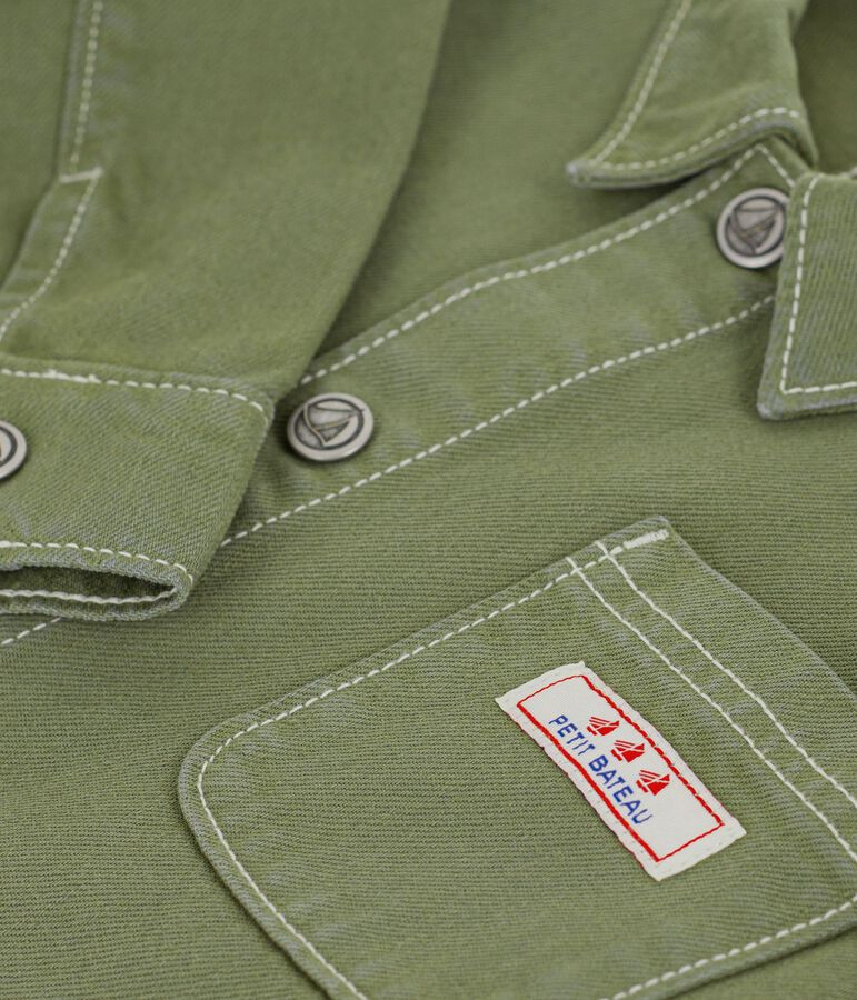 Kinder-Jacke aus einfarbiger Baumwolle gr&uuml;n OLIVINE