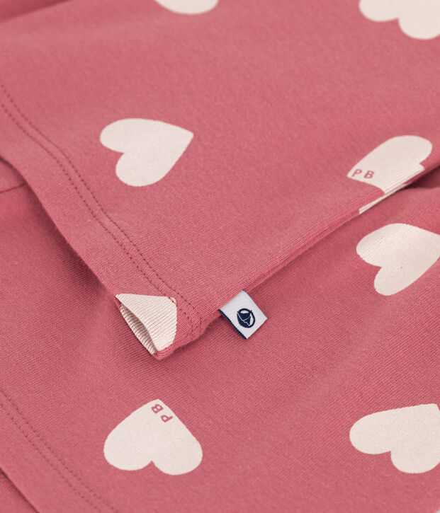 Kinder-Kurzpyjama aus Baumwolle mit Herz-Motiv rosa/weiss