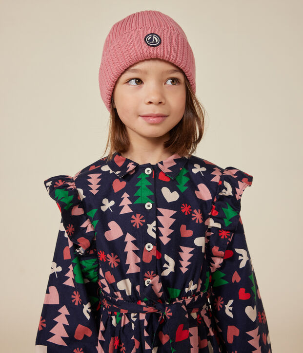 Lang&auml;rmeliges Kinder-Kleid aus Flanell f&uuml;r M&auml;dchen blau/vielfarbig