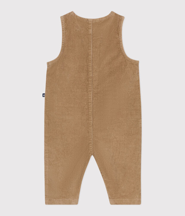 Langer Baby-Overall aus einfarbigem Nicki beige