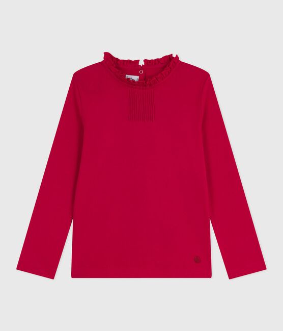 Langärmeliges Kinder-T-Shirt aus einfarbiger Baumwolle rot TERKUIT