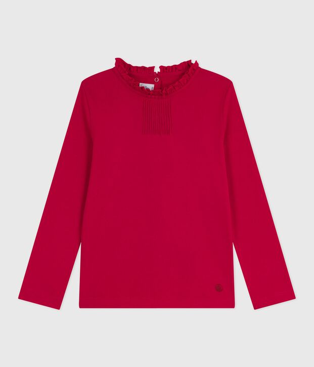 Lang&auml;rmeliges Kinder-T-Shirt aus einfarbiger Baumwolle rot