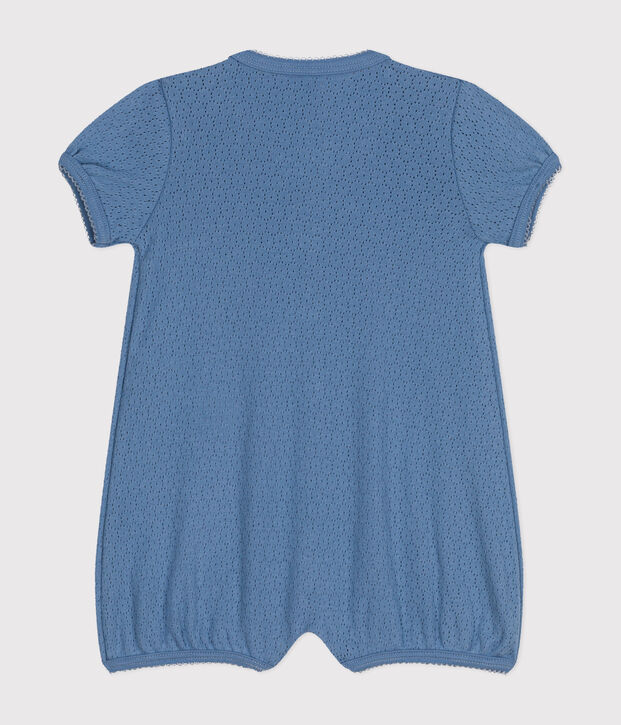 Baby-Kurzoverall aus Baumwolle im Ajour-Stil blau