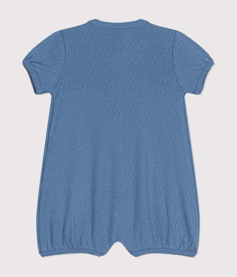 Baby-Kurzoverall aus Baumwolle im Ajour-Stil blau BEACH
