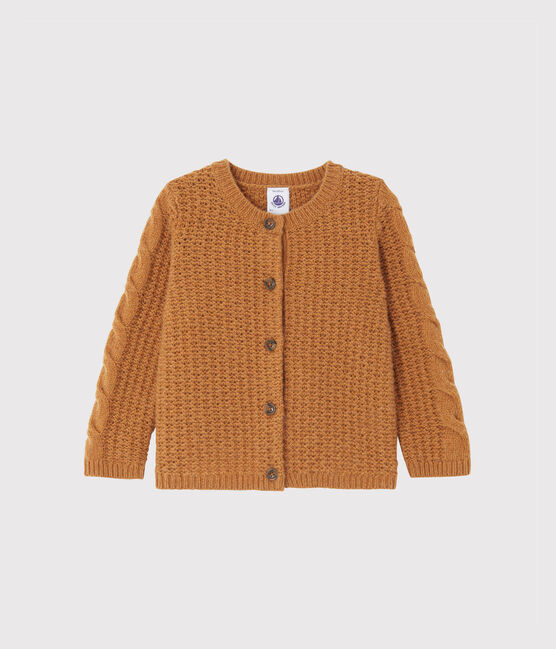 Baby-Mädchen-Cardigan aus Woll-/Nylongemisch braun CUIVRE