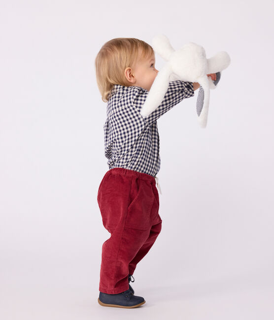 Baby-Hose aus einfarbigem Fein-Cord AMARANTE