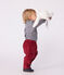 Baby-Hose aus einfarbigem Fein-Cord AMARANTE