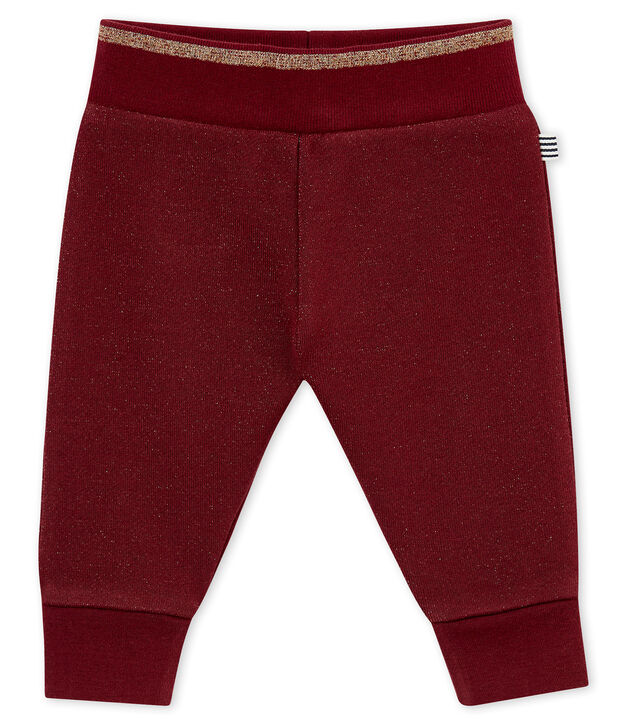 Glitzernde Baby M&auml;dchenHose aus Molton rot/gelb