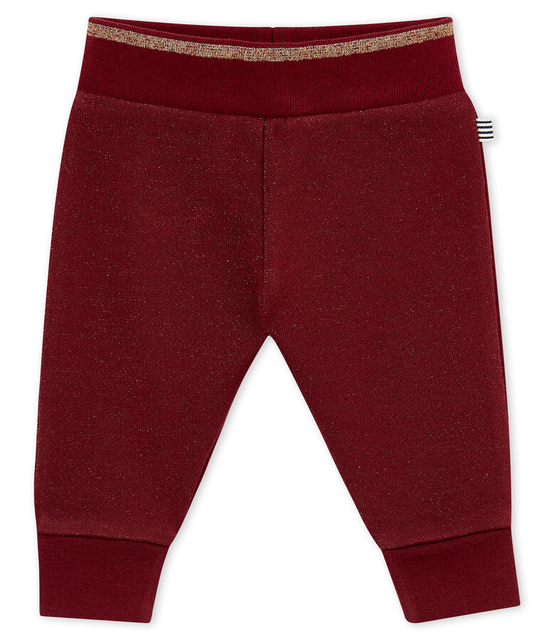 Glitzernde Baby M&auml;dchenHose aus Molton rot OGRE/gelb DORE