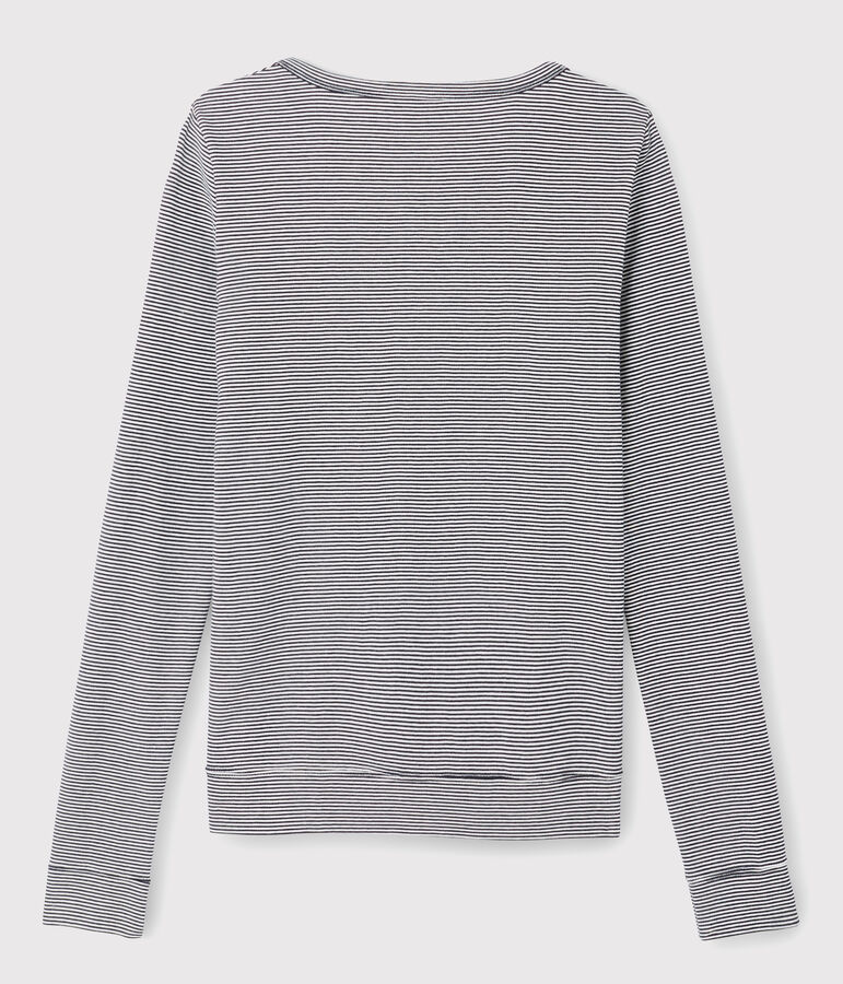 Gestreifter Cardigan aus Baumwolle f&uuml;r Damen blau SMOKING/weiss MARSHMALLOW